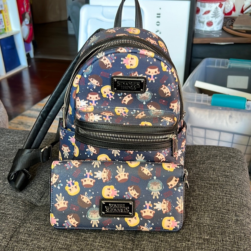 Loungefly Stranger Things backpack and wallet.